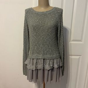 Size small, grey womens loose fitting knitted sweater